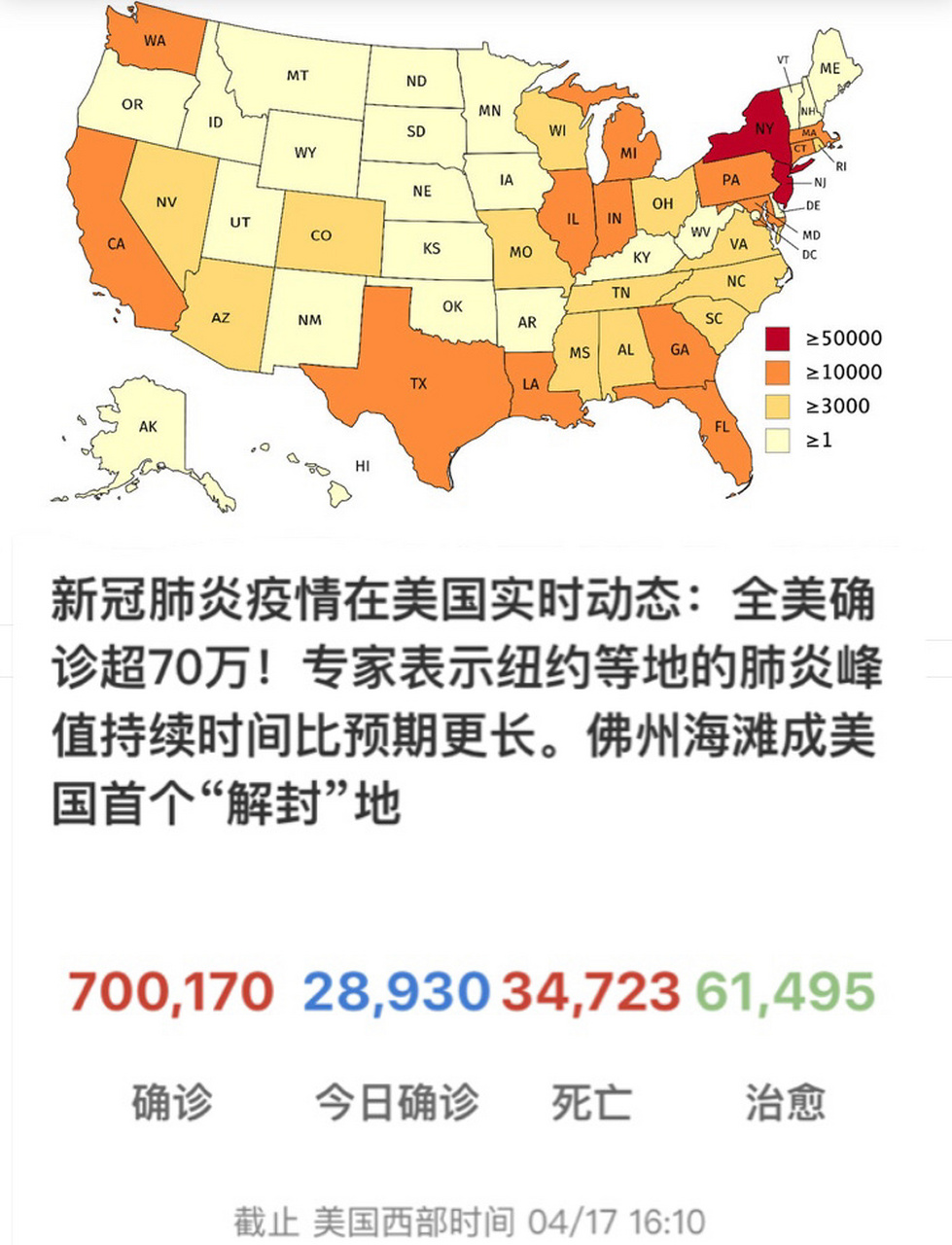 美国最新全国肺炎情况分析